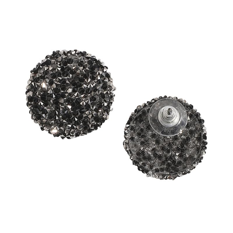 SOHI Women's Embellished Cluster Circular Stud Earrings For Casual Wear | Black Colour | Acrylic Material | Push Pin Closure | Artificial Stones Earrings | Fashion Stud Earrings For Woman & Girls - Image 4