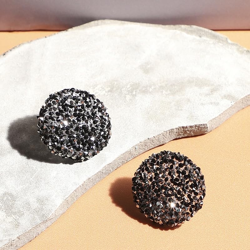 SOHI Women's Embellished Cluster Circular Stud Earrings For Casual Wear | Black Colour | Acrylic Material | Push Pin Closure | Artificial Stones Earrings | Fashion Stud Earrings For Woman & Girls - Image 3