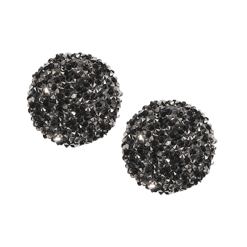 SOHI Women's Embellished Cluster Circular Stud Earrings For Casual Wear | Black Colour | Acrylic Material | Push Pin Closure | Artificial Stones Earrings | Fashion Stud Earrings For Woman & Girls - Image 1