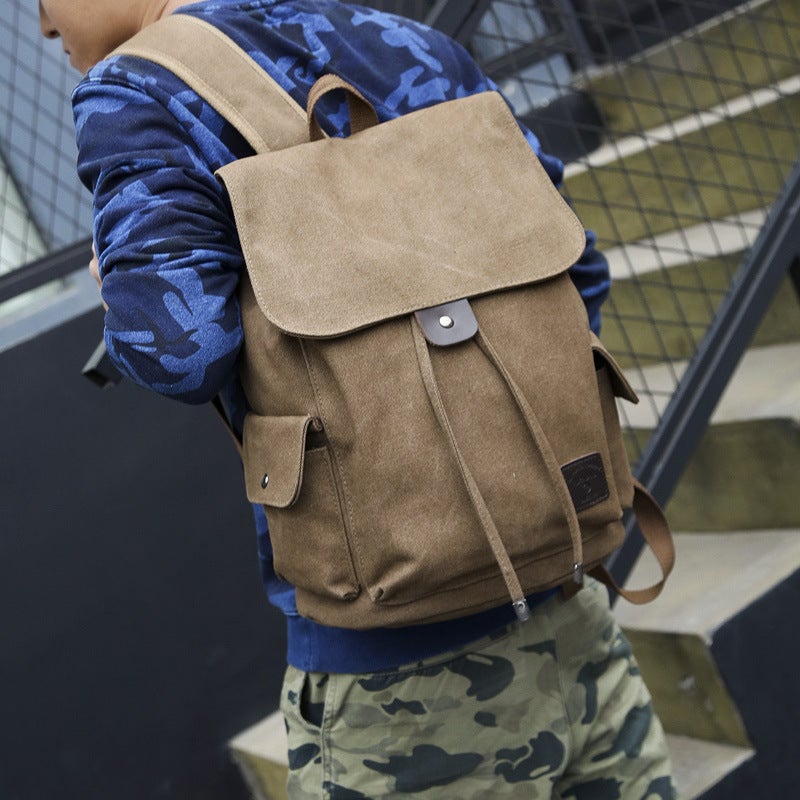 Fashion Trendy Backpack Unisex Casual Canvas Travel Backpack Senior High School College Student Schoolbag Fm9116 - Image 1