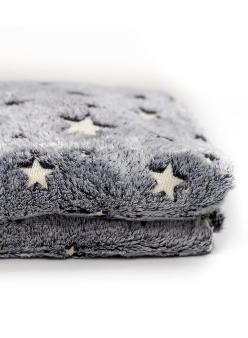 Excefore Glow in The Dark Blanket, 50" x 60" Throw Blankets Super Cozy Plush Soft Fleece Blanket for Girls Boys Birthday Gifts, Plush Star Pattern Bedroom, for Kids, Light Grey  - Image 3