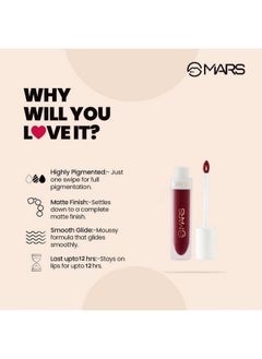 Mars Matte Liquid Lip Color | Long Lasting | Non-Transfer & Waterproof Lipstick For Women (4.5 Ml) (14- Party Fever)  - Image 2