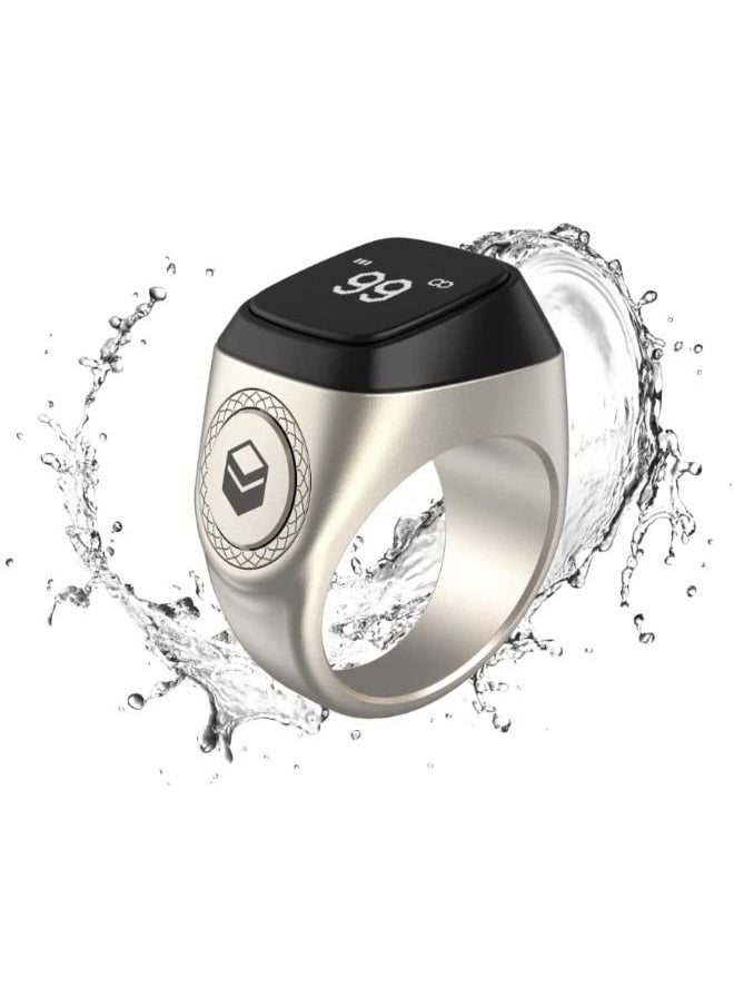 iQIBLA Smart Tasbih Zikr Ring New 2022 alloy only 11.7g 22 MM SILVER With Charging Box  - Image 3