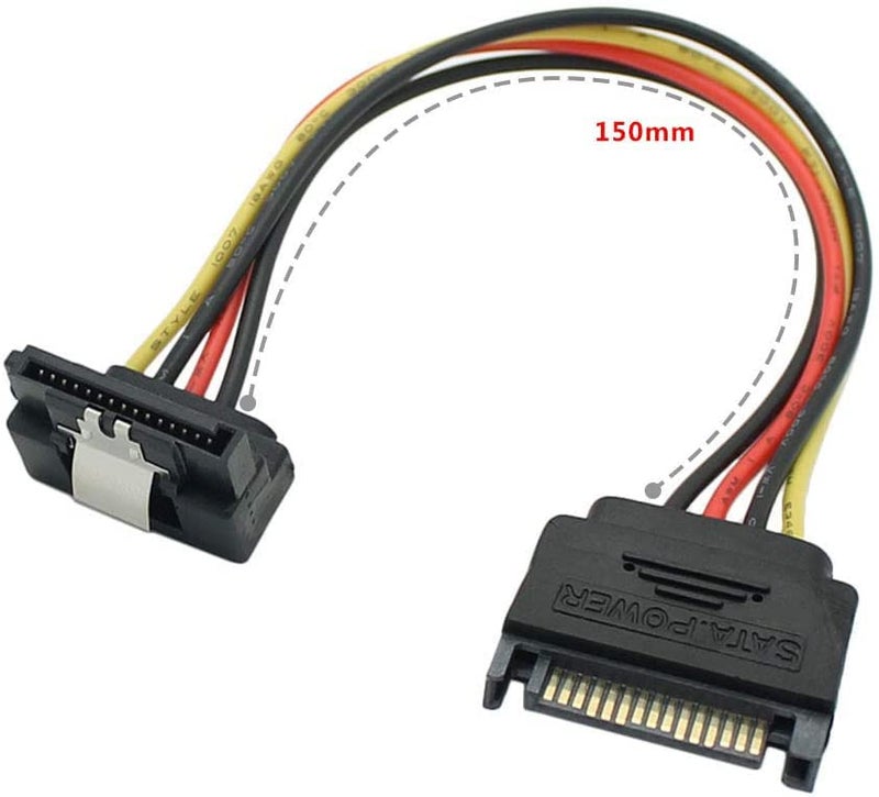 CABLESETC SATA Power Cable 15 Pin Male to 15 Pin Female 90 Degrees Bend Downward (15M-15F90) - Image 4