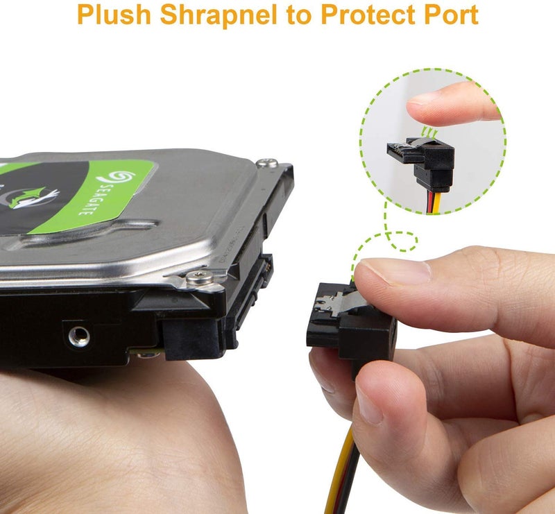 CABLESETC SATA Power Cable 15 Pin Male to 15 Pin Female 90 Degrees Bend Downward (15M-15F90) - Image 3