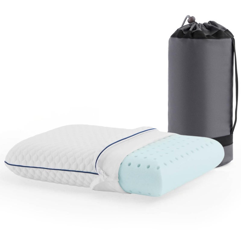 Weekender Gel Memory Foam Camping Pillow - Travel Essentials & Must Haves - Camping Gear & Accessories - Contouring Neck Support - Small Size Compatible for Car, Airplane, and Beach - 1 Pack - Image 1
