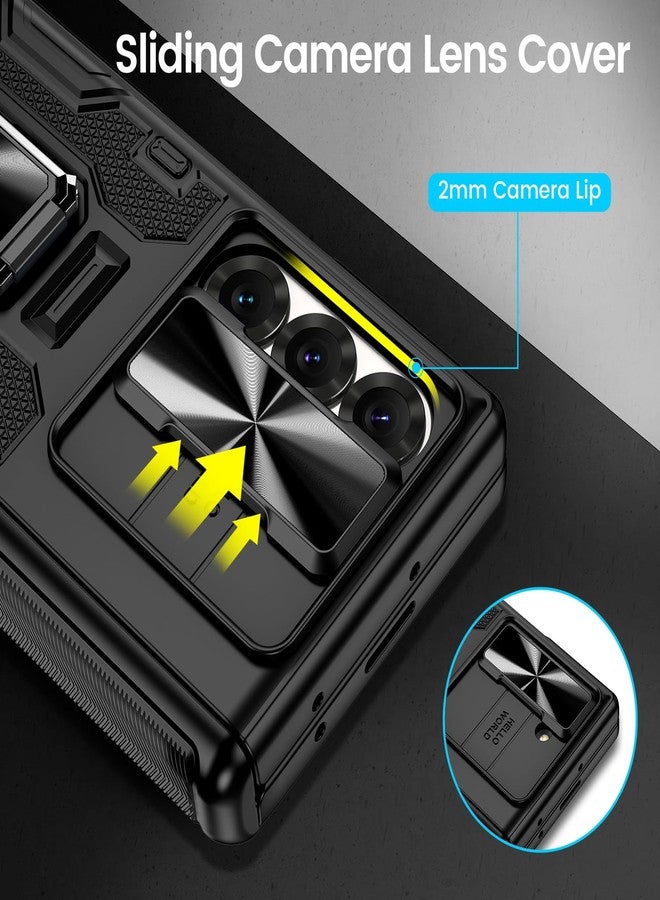 VEGO for Galaxy Z Fold 6 Case with Belt Clip Holster, 360°Ring Magnetic Kickstand & Camera Cover & Front Screen Protector & Hinge Protection Shockproof Armor Case for Samsung Z Fold 6 - Black - Image 4