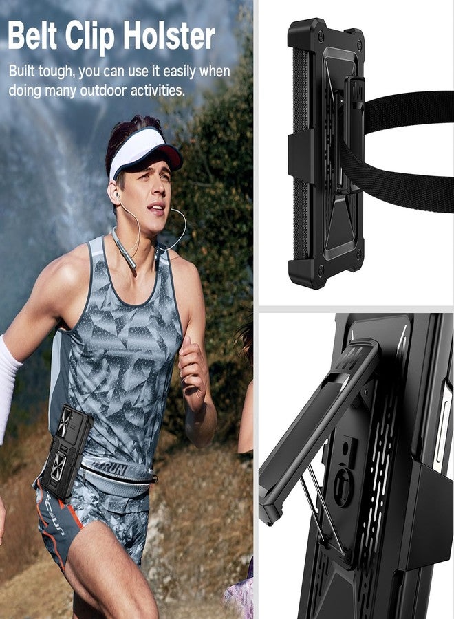 VEGO for Galaxy Z Fold 6 Case with Belt Clip Holster, 360°Ring Magnetic Kickstand & Camera Cover & Front Screen Protector & Hinge Protection Shockproof Armor Case for Samsung Z Fold 6 - Black - Image 5