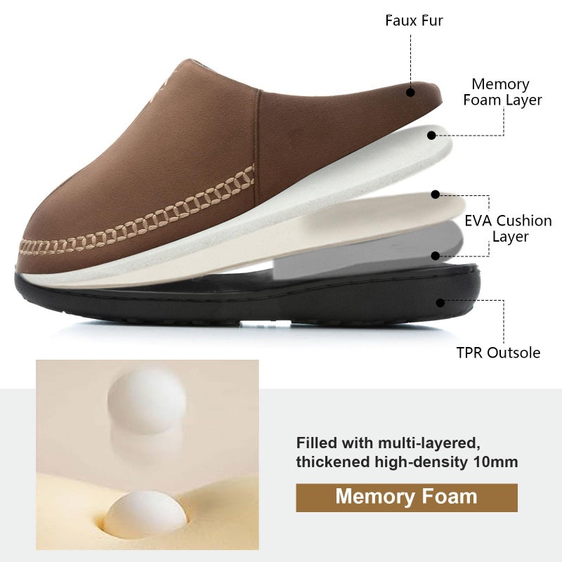 GOEWY Mens Moccasin Slippers with Memory Foam Indoor Outdoor House Shoes Non-Slip Men's Slipper Warm Comfy Slippers for Men Gifts for Men Him Dad Coffee 9 10 - Image 3