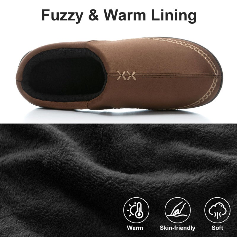 GOEWY Mens Moccasin Slippers with Memory Foam Indoor Outdoor House Shoes Non-Slip Men's Slipper Warm Comfy Slippers for Men Gifts for Men Him Dad Coffee 9 10 - Image 5