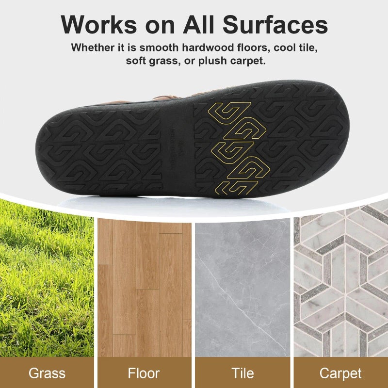 GOEWY Mens Moccasin Slippers with Memory Foam Indoor Outdoor House Shoes Non-Slip Men's Slipper Warm Comfy Slippers for Men Gifts for Men Him Dad Coffee 9 10 - Image 4
