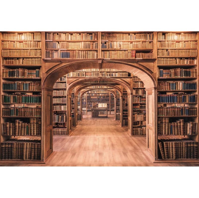 Laeacco Vintage Wooden Bookshelf Backdrop 10x7ft Retro College Library Ancient Books Background Conference Graduation Party Supplies Boys Girls Portrait Video Product Banner Photo Booth Props Vinyl