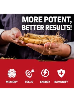 Herbtonics Korean Red Panax Ginseng 1500mg - High Potency Ginseng for Energy, Performance & Immune Support for Men & Women - Ginseng Root Extract Powder Supplement for Focus and Vitality -120 Capsules  - Image 3