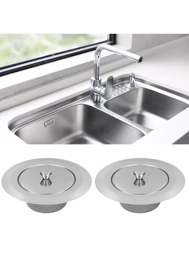 KASTWAVE 4pcs Sink Strainer Stainless Steel Kitchen Sink Drain Strainer Stainless Steel Filters with Lids for Daily Use in Kitchen Sinks - Image 2