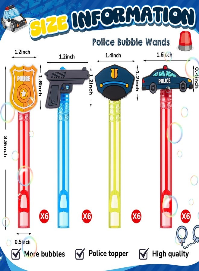 Rotatingpals 24 Pcs Police Party Favors for Kids Cop Themed Mini Bubble Wands Bulk Gift Police Bubble Wands for Birthday Party Supplies, Classroom Prizes, Piñata Fillers Goodie Bag, 4 Styles - Image 2