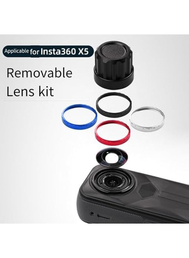 مجموعة عدسات استبدال Red Insta360 X5 الاحترافية، عدسة كاميرا زجاجية بصرية مع حلقة ألومنيوم وأداة إزالة - Image 4