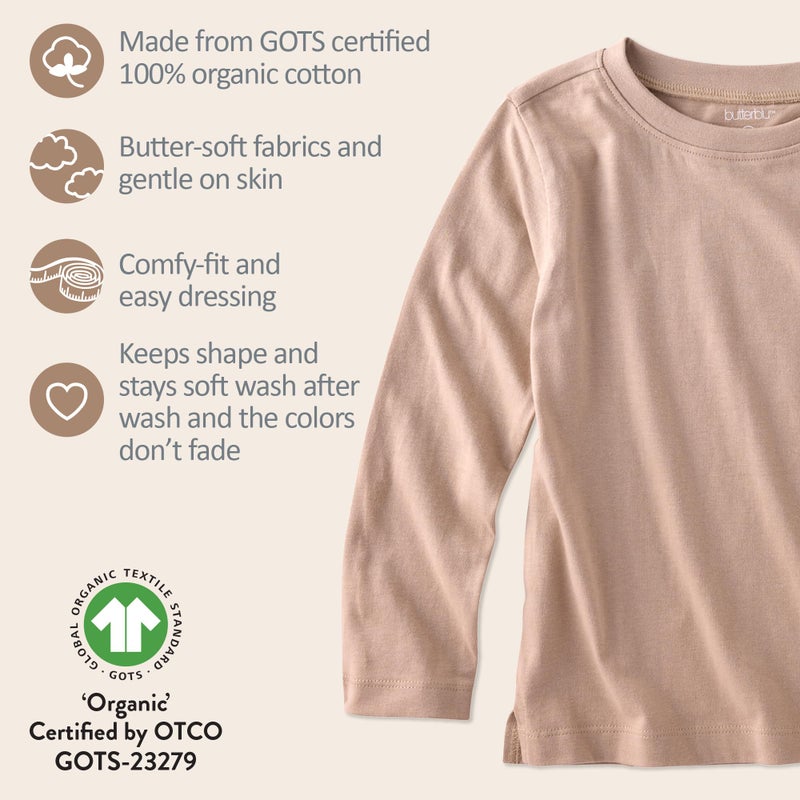 Butterblu London 5-Pack Long Sleeve T-Shirtsâ€‹ 100% Organic for Boys & Girls, Natural, 24 Months - Image 3