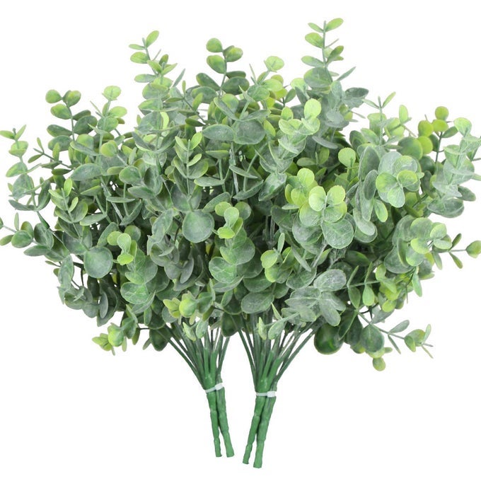 ARTIFICIAL 6PCS FAUX EUCALYPTUS LEAVES STEMS SPRAY FAKE PLANTS INDOOR EUCALYPTUS BRANCHES ARTIFICIAL GREENERY FAUX PLANTS FOR FARMHOUSE BATHROOM OFFICE DECOR