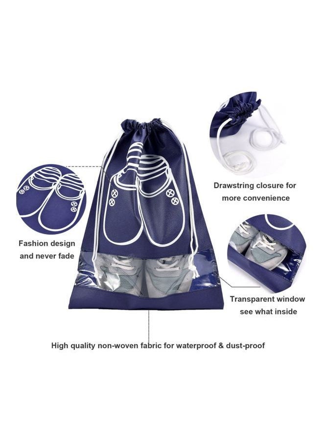 NIBEMINENT 4-Piece Waterproof Shoe Storage Bag Set Navy Blue/White  - Image 3