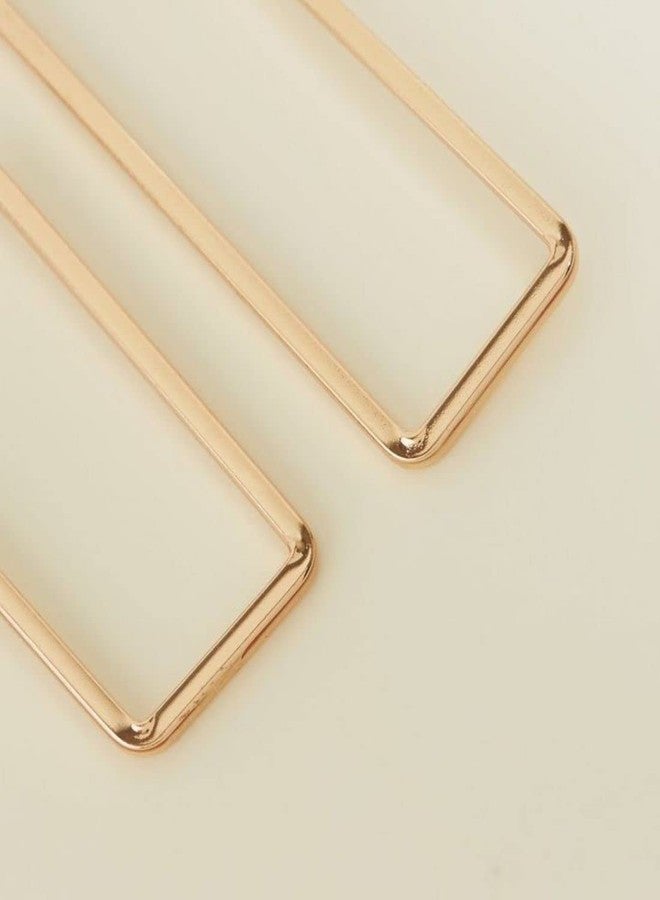 DENICRAAS Rectriangle Shaped Alloy Love Golden Hoop Earring for Women And Girls Iolite Alloy Hoop Earring - Image 2