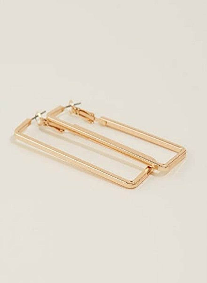 DENICRAAS Rectriangle Shaped Alloy Love Golden Hoop Earring for Women And Girls Iolite Alloy Hoop Earring - Image 3