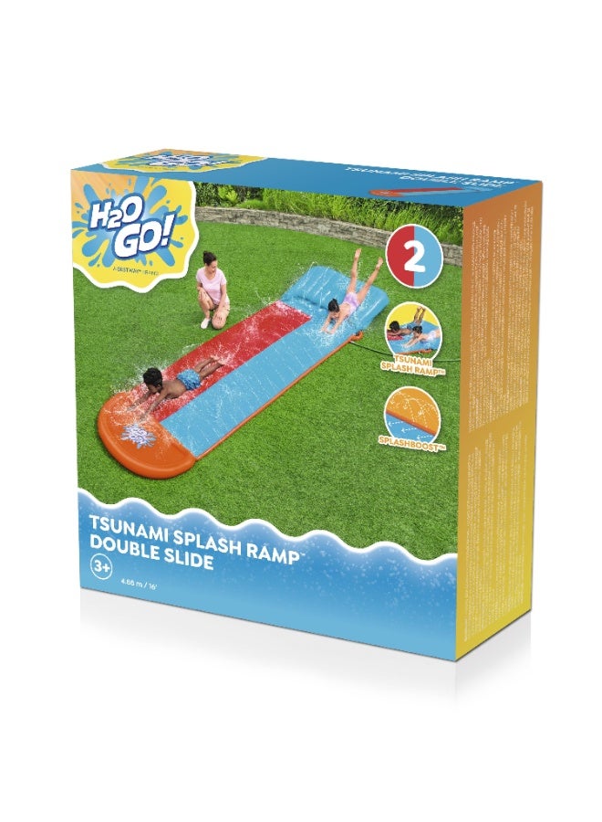 Bestway H2Ogo Water Slide Tsunami Splash Ramp 488cm | Summer Water Slip | With Built-in Sprinklers | Summer Water Toy for Backyard | Kids and Adults - Image 1
