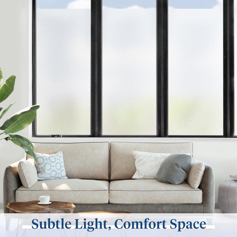 Haton Window Privacy Film Frosted Glass for Bathroom, Static Cling UV Sun Blocking Window Clings, Opaque Decorative Coverings Removable Sticker Heat Control Tint for Home Door, Pure 17.5" x 78.7" - Image 2