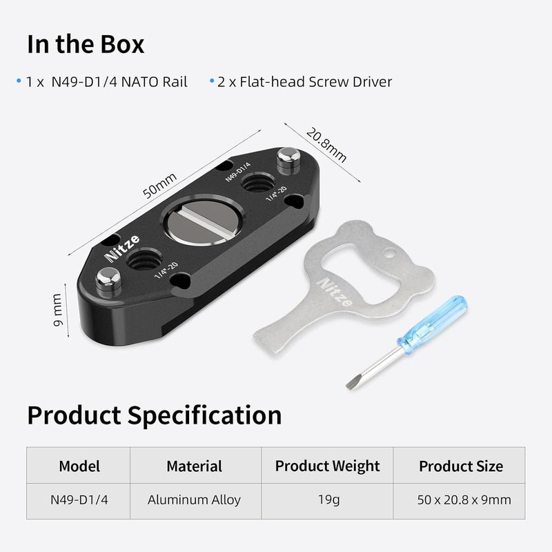 Nitze NATO Rail with 1/4” Screw and Removable Locating Pins - N49-D1/4 - Image 5