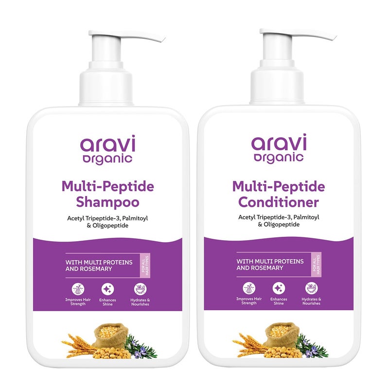 Aravi Organic Multi-peptide Shampoo & Multi-peptide Conditioner For Healthy Hair Growth - Pack of 2 - Image 3