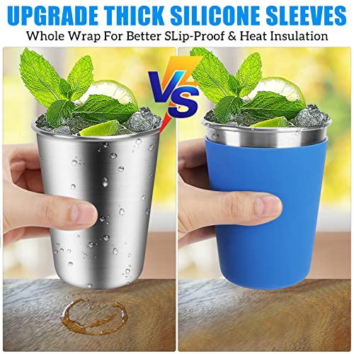 ShineMe 5Pack Kids Cups with Straws and Lids Spill Proof, 12oz Toddler Straw Cups with Colorful Silicone Sleeves, Unbreakable Stainless Steel Water Tumblers for Cold & Hot Drinks - Image 4
