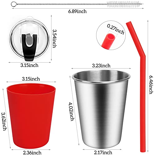 ShineMe 5Pack Kids Cups with Straws and Lids Spill Proof, 12oz Toddler Straw Cups with Colorful Silicone Sleeves, Unbreakable Stainless Steel Water Tumblers for Cold & Hot Drinks - Image 3