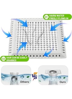 هوكور SupWolf Drain Hair Catcher,Shower Drain Cover Hair Catcher Shower Drain Strainer for Bathroom Floor,Square Shower Hair Drain Catcher to Keep Away from Clogged Drain-No Rust  - Image 5