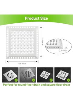 هوكور SupWolf Drain Hair Catcher,Shower Drain Cover Hair Catcher Shower Drain Strainer for Bathroom Floor,Square Shower Hair Drain Catcher to Keep Away from Clogged Drain-No Rust  - Image 2