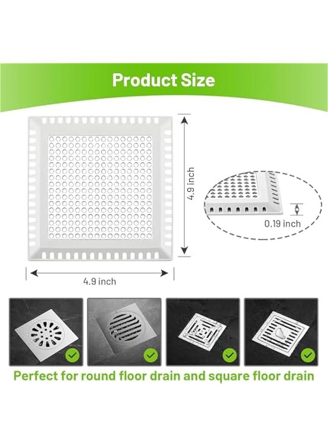 هوكور SupWolf Drain Hair Catcher,Shower Drain Cover Hair Catcher Shower Drain Strainer for Bathroom Floor,Square Shower Hair Drain Catcher to Keep Away from Clogged Drain-No Rust  - Image 2