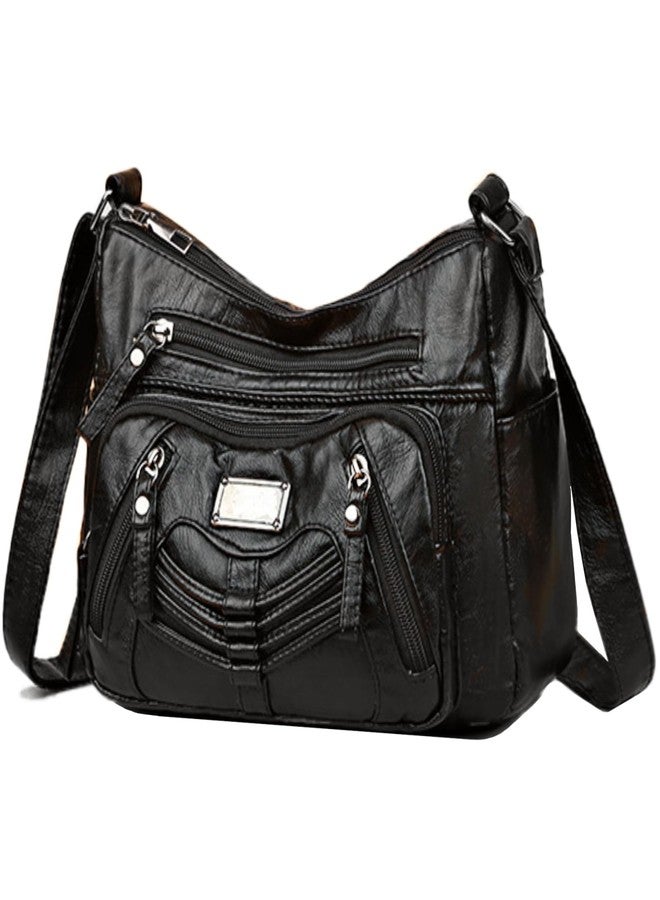 LassZone Womens Crossbody Handbag Soft PU Leather Purse Waterproof Hobo Shoulder Bag Messenger Bag Ladies Satchel - Image 1