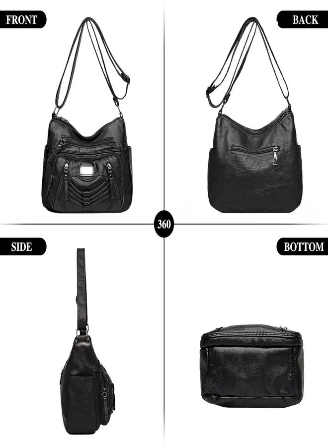 LassZone Womens Crossbody Handbag Soft PU Leather Purse Waterproof Hobo Shoulder Bag Messenger Bag Ladies Satchel - Image 4