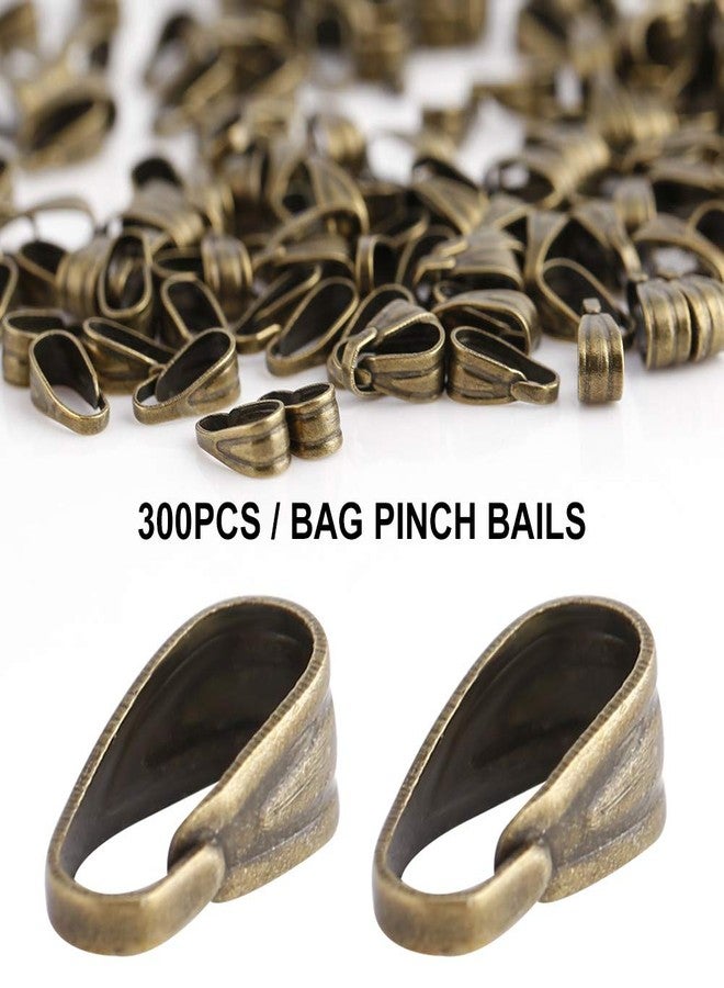 Filfeel 300Pcs Bag Pinch Bails For Pendants, Pendant Connector Pinch Clips Clasps Snap, Jewelry Findings Alloy Bails (20g per Piece) Bronze - Image 3