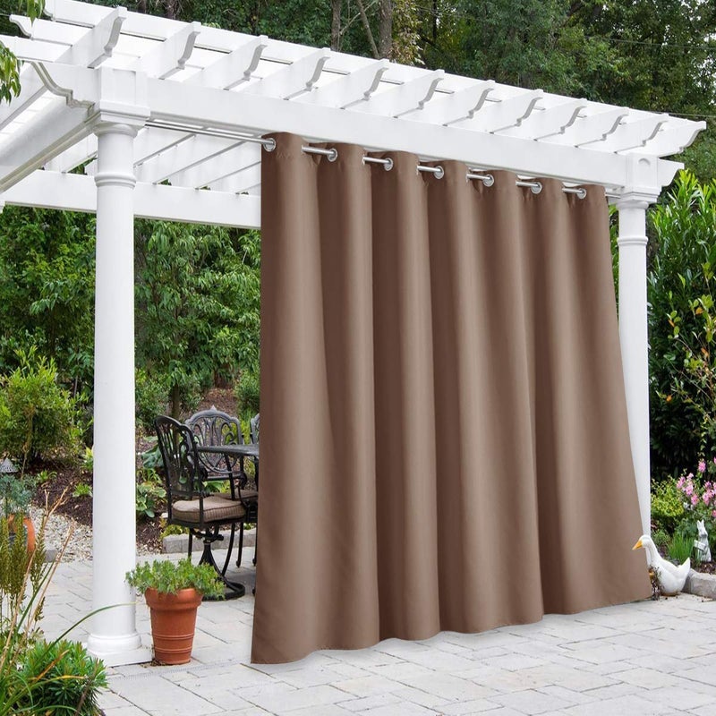 NICETOWN NICETOWN Outdoor Divider Curtain Waterproof for Patio 84 inch Length Vertical Blinds Blackout Thermal Insulated Stainless Steel Grommet Top Slider for Outdoor Living Tan 1 Panel W100 x L84 