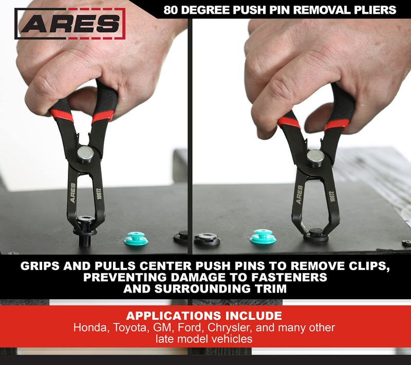 ARES 10071-30 Degree Push Pin Removal Pliers - Easily Removes Push Pin Style Fasteners - Prevents Damage to Trim and Fasteners - Image 3