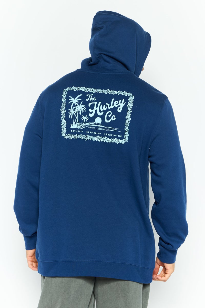 Hurley Men Sportswear Fit Long Sleeve Outdoor Sweatshirt, Dark Blue  - Image 2