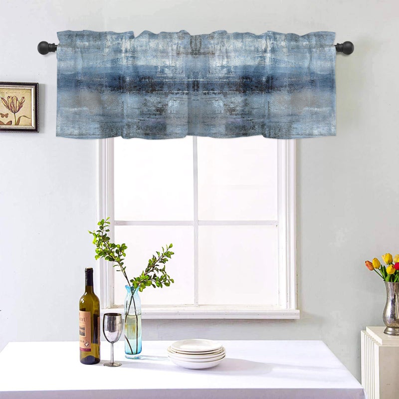 debraleye DeBraleye Navy Blue Window Valances Abstract Artrict Art Windows Treatcer Decor  - Image 3