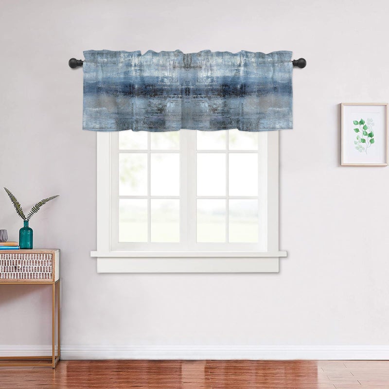 debraleye DeBraleye Navy Blue Window Valances Abstract Artrict Art Windows Treatcer Decor  - Image 4