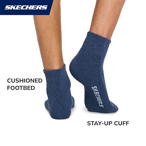 Skechers Men's 10-Pack Half Terry Classic Quarter Crew Socks, Comfort-Fit & Cushioned Footbed - Image 4