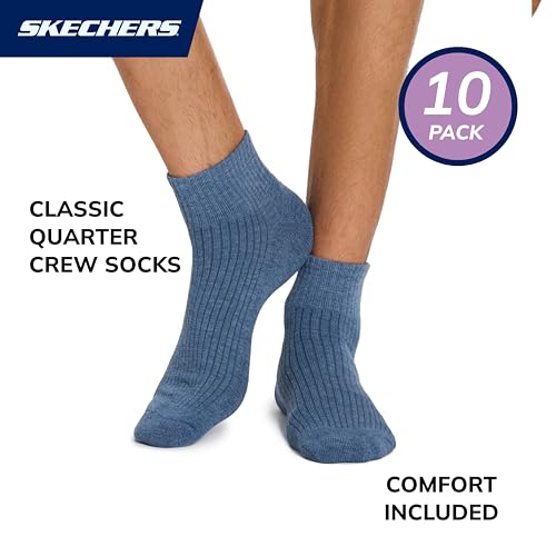 Skechers Men's 10-Pack Half Terry Classic Quarter Crew Socks, Comfort-Fit & Cushioned Footbed - Image 2