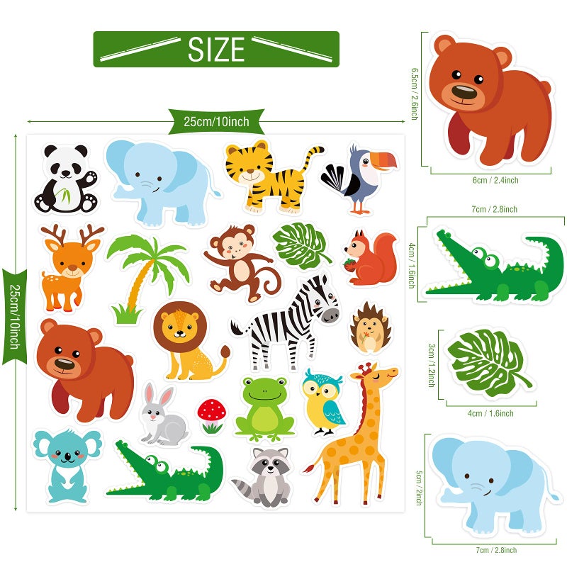 Tevxj 20 PCS Jungle Animals Thick Gel Clings Jungle Window Gel Clings Decals Stickers for Kids Toddlers and Adults Home Airplane Classroom Nursery Zoo Animals Party Supplies Decorations - Image 2