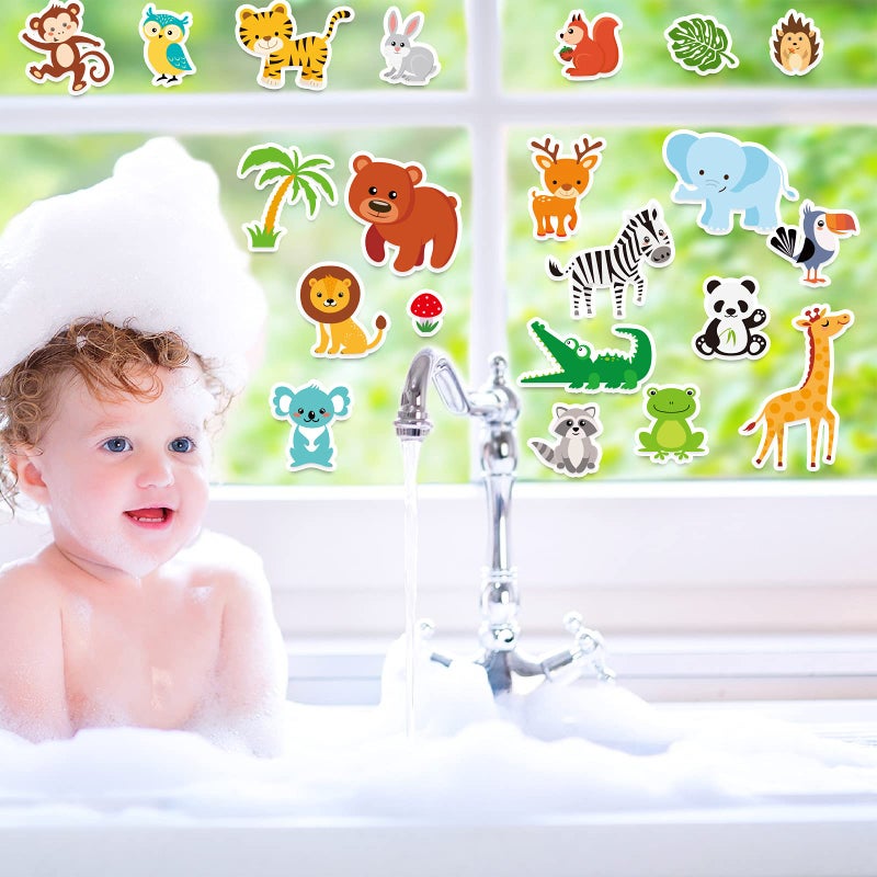 Tevxj 20 PCS Jungle Animals Thick Gel Clings Jungle Window Gel Clings Decals Stickers for Kids Toddlers and Adults Home Airplane Classroom Nursery Zoo Animals Party Supplies Decorations - Image 5