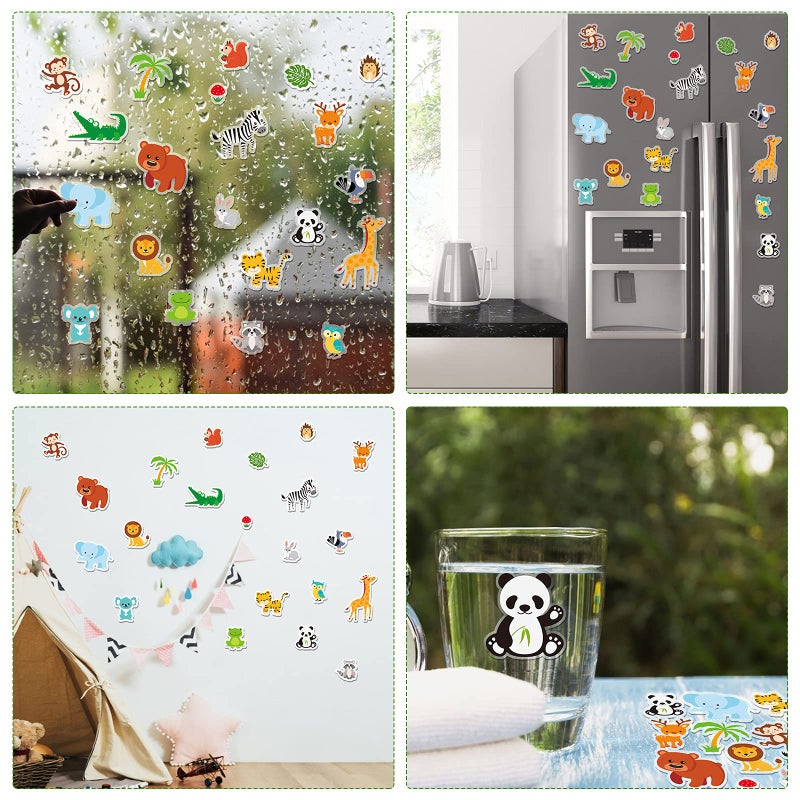 Tevxj 20 PCS Jungle Animals Thick Gel Clings Jungle Window Gel Clings Decals Stickers for Kids Toddlers and Adults Home Airplane Classroom Nursery Zoo Animals Party Supplies Decorations - Image 4