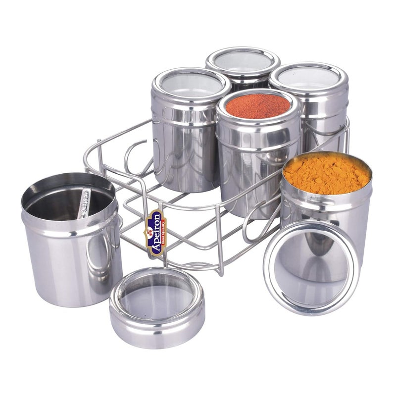 Apeiron CLASSIC premium Spice Box Spice Container Masala Dabba Dry Fruit Box Kitchen Container Storage Box Storage Container 6 Piece Spice Set 175 ml each pac of 2 - Image 2