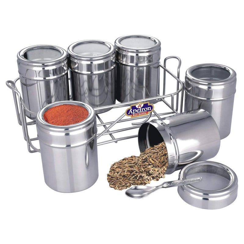 Apeiron CLASSIC premium Spice Box Spice Container Masala Dabba Dry Fruit Box Kitchen Container Storage Box Storage Container 6 Piece Spice Set 175 ml each pac of 2 - Image 4