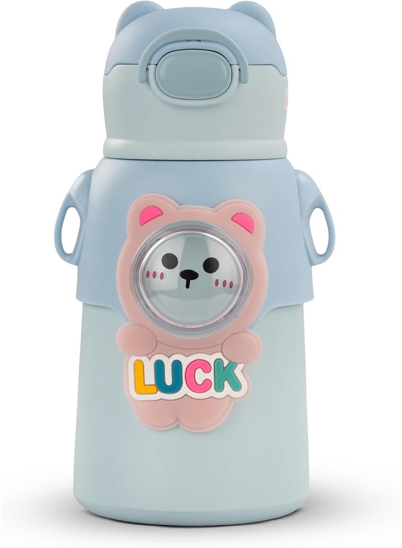 Twisoo Stainless Steel Kids Water Bottle – Leak Proof & Vacuum Insulated with Straw (520ml, Blue) - Image 1